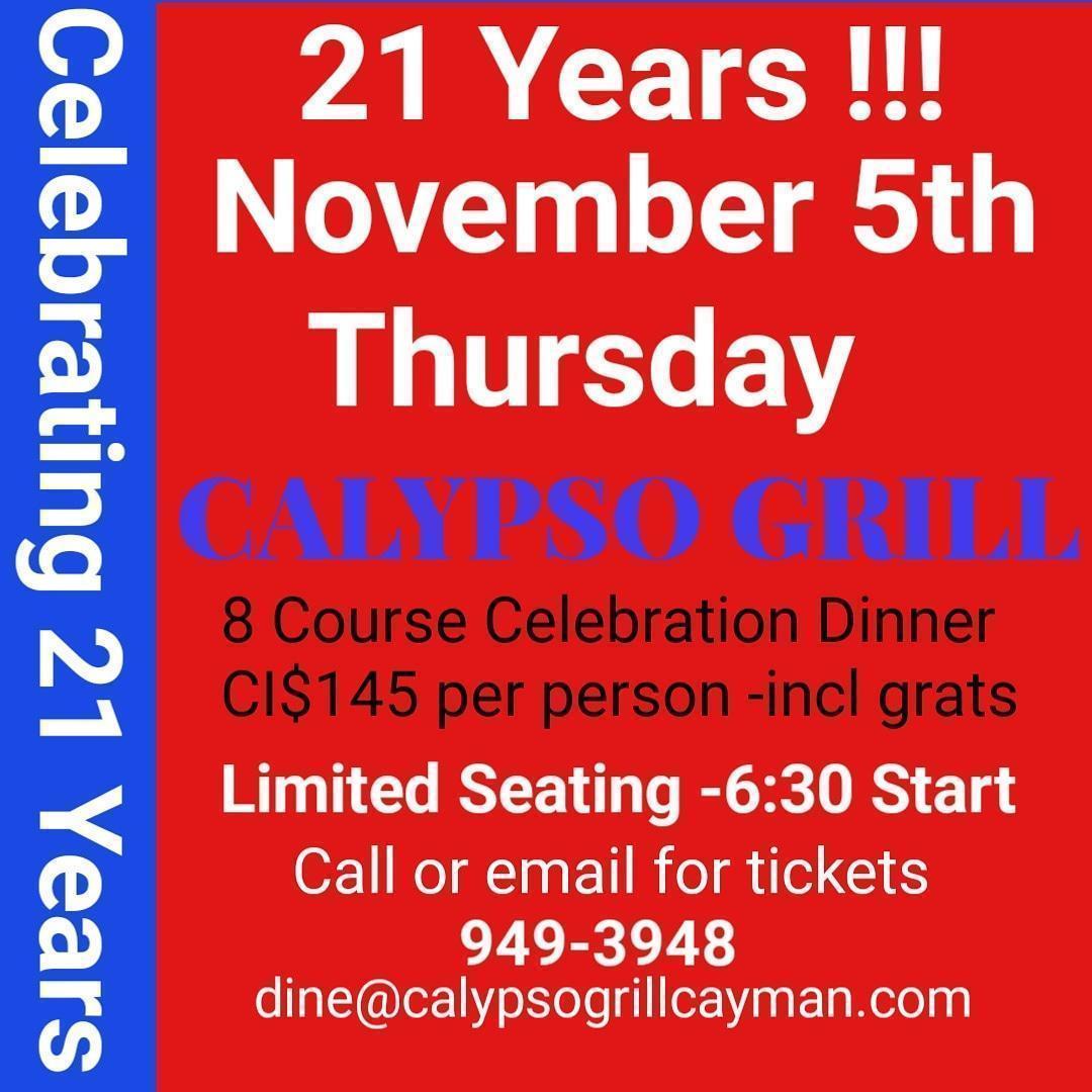 Celebrate 21 Years with Calypso Grill by Calypso… | Explore Cayman